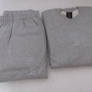 OVO Octobers Very Own Gray 100% Cotton Logo Sweat Tracksuit Size S